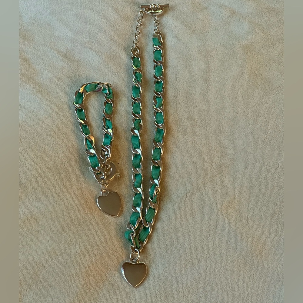Silver Chain Necklace and Bracelet Set